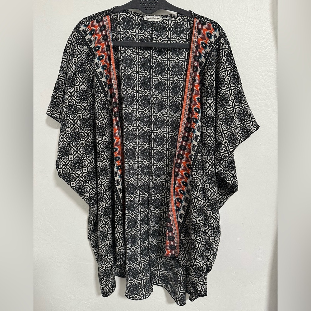 Carole Christian Boho Open Front Kimono Cardigan XL Made in USA